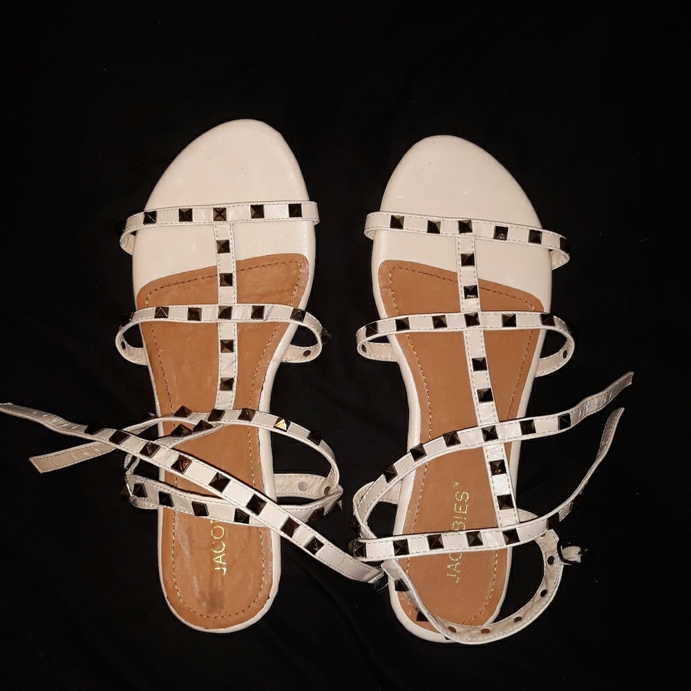 Studded White Sandals